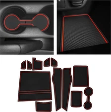 Red Console Cup Liner Pads Door Slot Non Slip Rubber Mats Fits 20-22 Versa