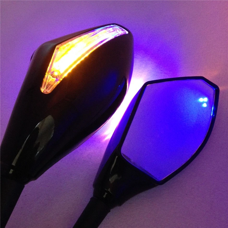 Espejo retrovisor LED negro brillante para Triumph Daytona 600 650 Tt600 azul Foto 2 de 4