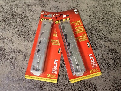 NEW OLFA 9005 LH-20B Heavy Duty Snap-Off Hook Blades 5 Blades Lot of 2 (BN383)