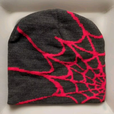 Y2K Beanie Hat Spiderman Web Dome Cap New Hip Hop Skull Cap Knit