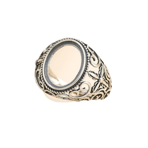 ⑥フローラルRING 真鍮 Flower Branch Tube Ring Adjustable Raw brass-Antique Silver-Shiny