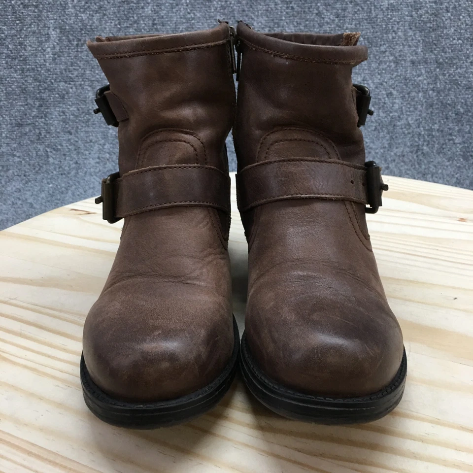 Artisan by Zigi Boots Womens 7.5 Elicia Ankle Booties Brown Leather Zip Buckle - Image 4 of 4