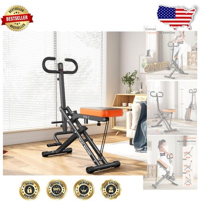 Compact 330 lbs Capacity Squat Machine and Rowing Machine for Total Body Workout