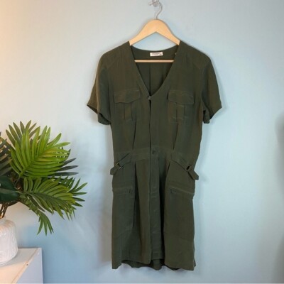 Equipment Femme Olive Green Oliver Utility Silk Mini Dress | eBay