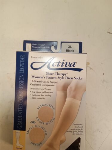 Activa Sheer Therapy Calze eleganti da donna con motivo, Nero, 15-20 MMHG - Foto 4 di 18