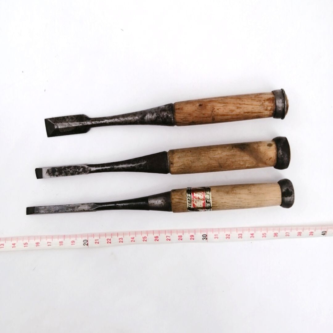 おきみ Vintage Japanese NOMI Chisel Set of 3 – Carpenter Woodworking Tool