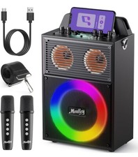Moukey Karaoke Machine Gray Portable Bluetooth PA System Bluetooth Speaker 150W