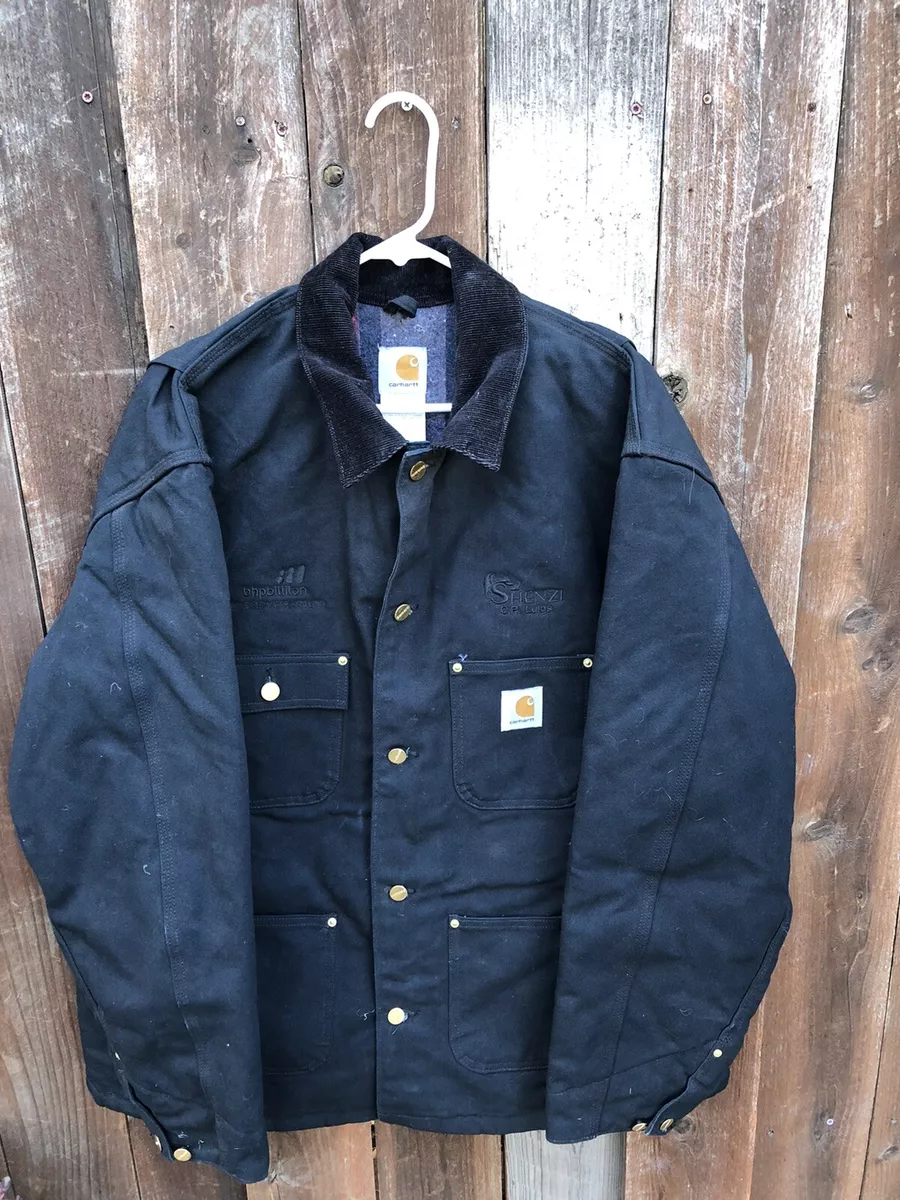 Vintage Carhartt Canvas Jacket Long Black C Heavy Size  Regular #