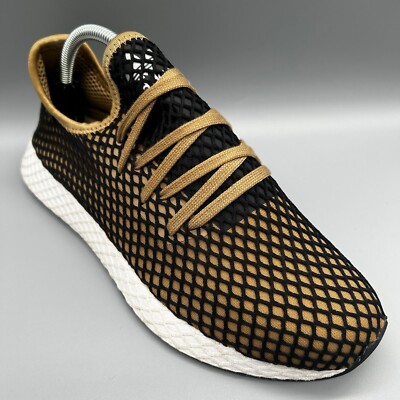 Adidas Deerupt Runner Mesh B41763 Gold Schwarz Herren Uk 8 Turnschuhe Schuhe Sneaker