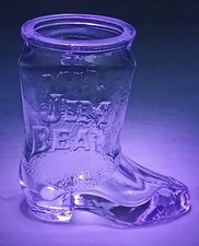 Rare Jim Beam 3D Embossed Shot Glass Miniature Boot Clear 3" Tall Whiskey HTF