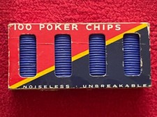 VINTAGE DENNISON NOISELESS UNBREAKABLE POKER CHIPS BOX OF 100