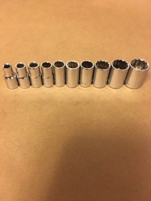 Craftsman 10pc 1/4 SAE 12pt Sockets Set Standard STD Point Drive Hand Tools