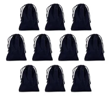 NEW 10 Piece 4 x 5.5 Velveteen Cloth Dice Bag Set – RPG D&D Pouch – Black