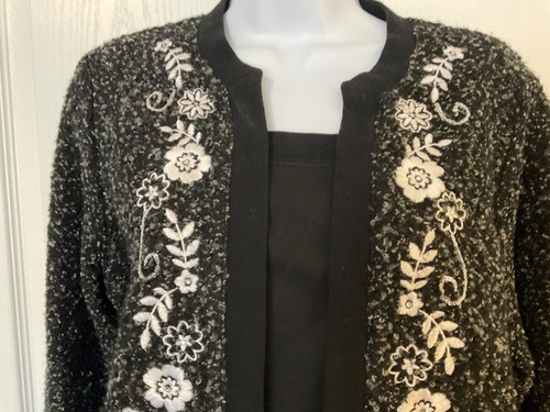Women's Cathy Daniels Black Floral Print Jacket With Inset Tank Size M -B5 - Picture 3 of 9