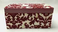 Vintage Classic Jewelry Box Red Sculptured Velvet Exterior, Velvet Interior