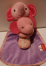 Fisher Price Elephant Security Blanket Baby Lovey Rattle Plush Toy Pink Purple
