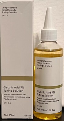 Lot  2 Glycolic Acid 7% Toning Solution Reverses Skin Aging 3.38 oz (100ml) NEW