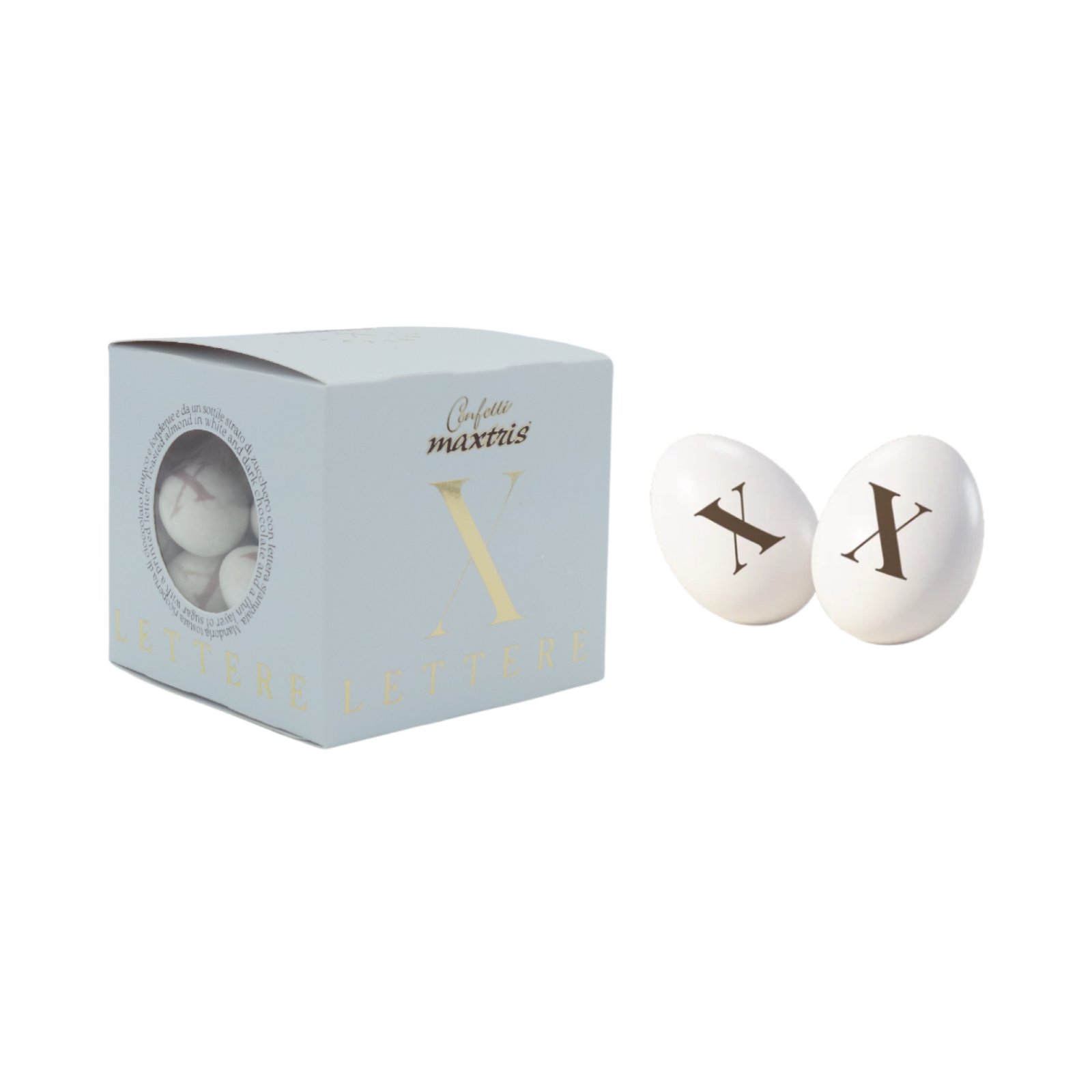 Confetti Maxtris Lettera X Ciocomandorla Colore Bianco 200 g Cioccolato Mandorla