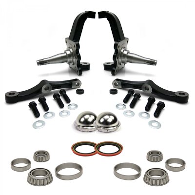 Pro Touring Mustang II IFS Stock Height Spindles w/ Bearings, Seals & Dust Caps
