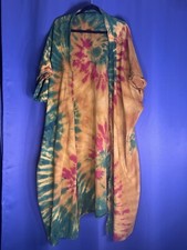 Tie Dye Robe One Size Handmade Spiral Golden Yellow Red Green Long Unisex Gift
