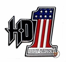 HARLEY DAVIDSON HD NUMBER 1 RED WHITE BLUE VEST PIN PATRIOTIC