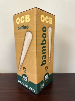 OCB Bamboo 1 1/4 ~Pre-rolled Cones~900 Count Bulk Box~NEW