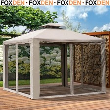 Metal Garden Gazebo Outdoor 2-Tier Roof Marquee Party Tent Taup Shelter 3 x 3 m
