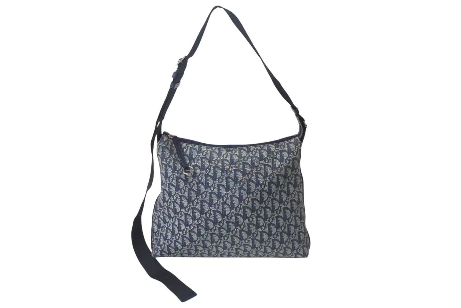 Christian Dior Navy Canvas Trotter Pattern Shoulder Bag 4B000167