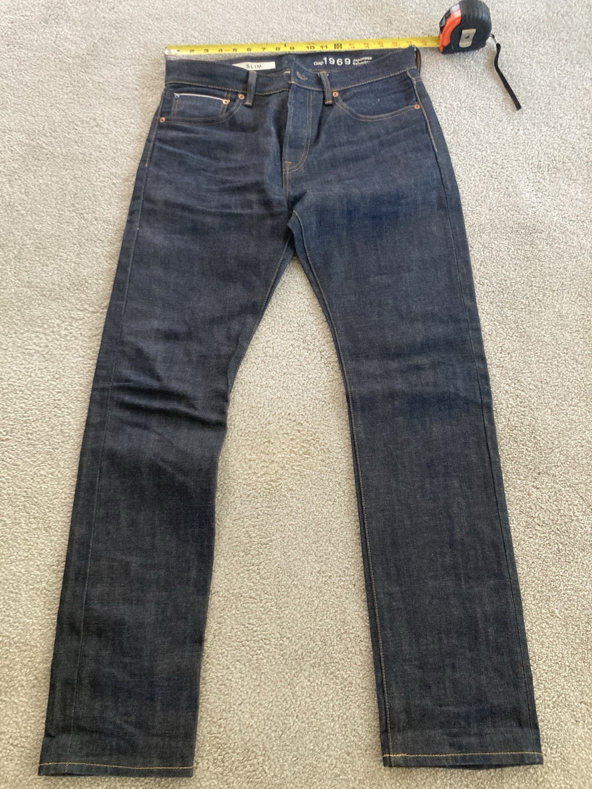 Gap Men’s 1969 Japanese Selvedge Raw Denim Jeans 33x32 Slim Fit