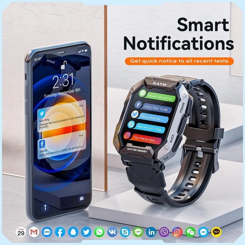 2022 Mens Bluetooth Waterproof Smart Sport Watch - Picture 3 of 14