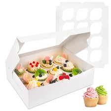 30 PCS 12-Count Cupcake Boxes with Window for Birthday Holiday Party