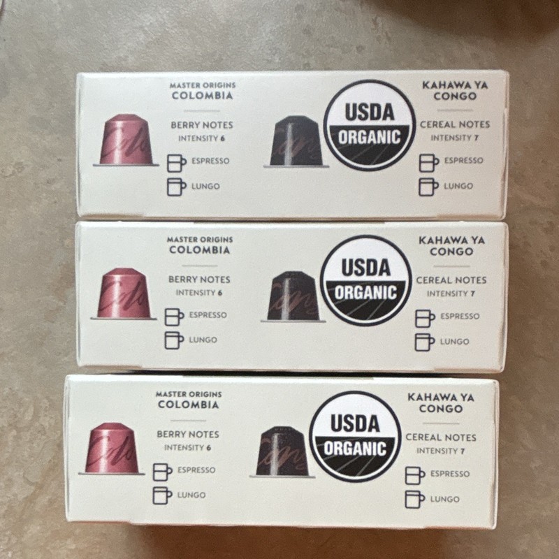 Nespresso 6 Organic Capsules Master Origins Colombia & Kahawa Ya Congo