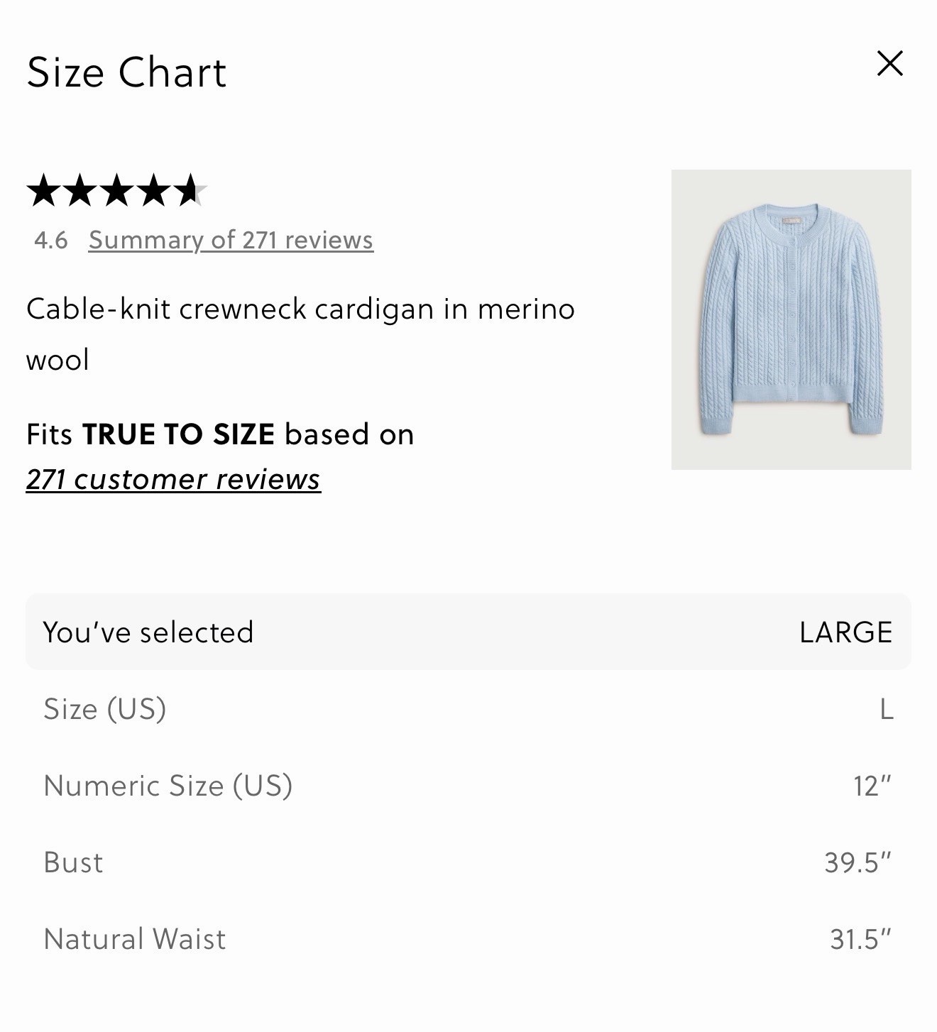 J.Crew Sz Large Cable Knit Crewneck Cardigan in Merino Wool Hthr Stream Blue NWT image 8