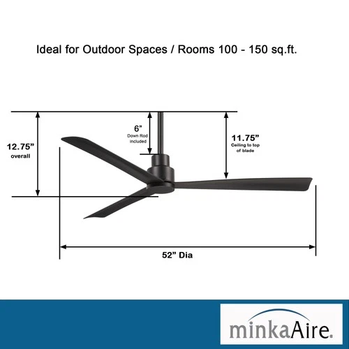 MinkaAire Simple Simple 52" 3 Blade Indoor / Outdoor Energy Star - Picture 11 of 17