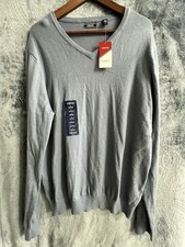 Izod Men's Fieldhouse Light Blue V-Neck Sweater, Size Large, NWT