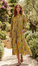 FARM Rio Womens M Crepe Amazon Feathers Green Midi Dress Boho Resortwear NWT