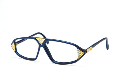 Vintage Brille CAZAL 199 COL 618 blau geometrisch Luxusbrille mit Kristall