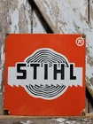 VINTAGE STIHL PORCELAIN SIGN OLD CHAIN SAW POWER TOOL LUMBER JACK TREE CUTTER