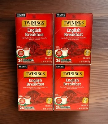 4 Pack Twinings English Breakfast Black Tea K-Cup Pods For Keurig, 96 In Total.