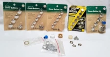 Lot of 5 Vintage Assorted Cover Button Kits and Loose Covers Sizes 24 30