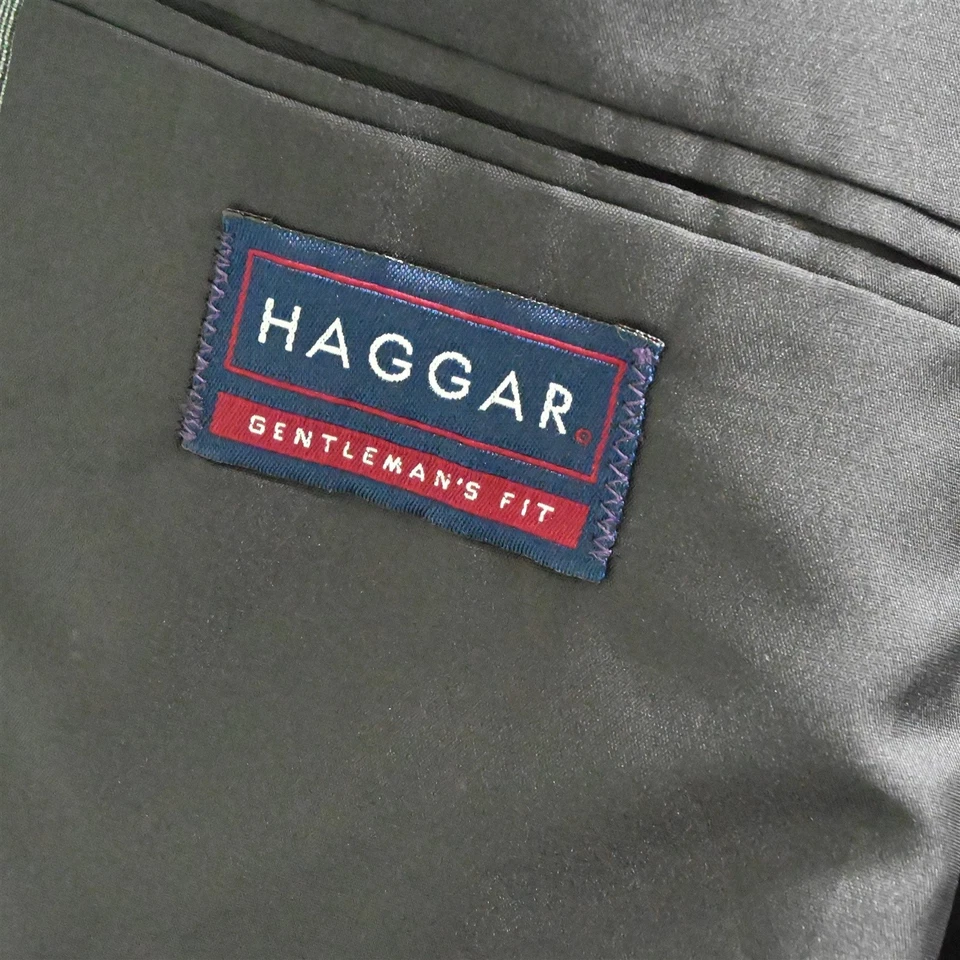 Chaqueta Pantalones Traje De Colección Haggar 46L 36x30 Gris Hecho en EE. UU. Cuadros Ventana Para Hombre Foto 4 de 4