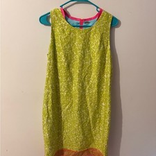 Elie Tahari Lime Green and Pink Mini Dress Size 12