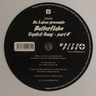 Da Lukas Presents Butterflake Explicit Song (Part 2) WHITE VINYL White Plus
