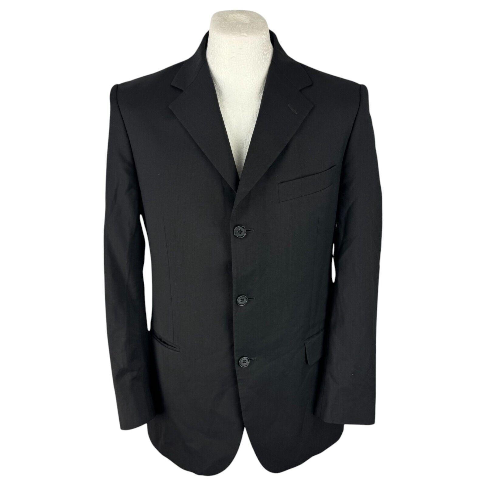 Yves Saint Laurent Giacca Tuta XL Uomo Nero Pura Lana Vintage Blu Bottoni