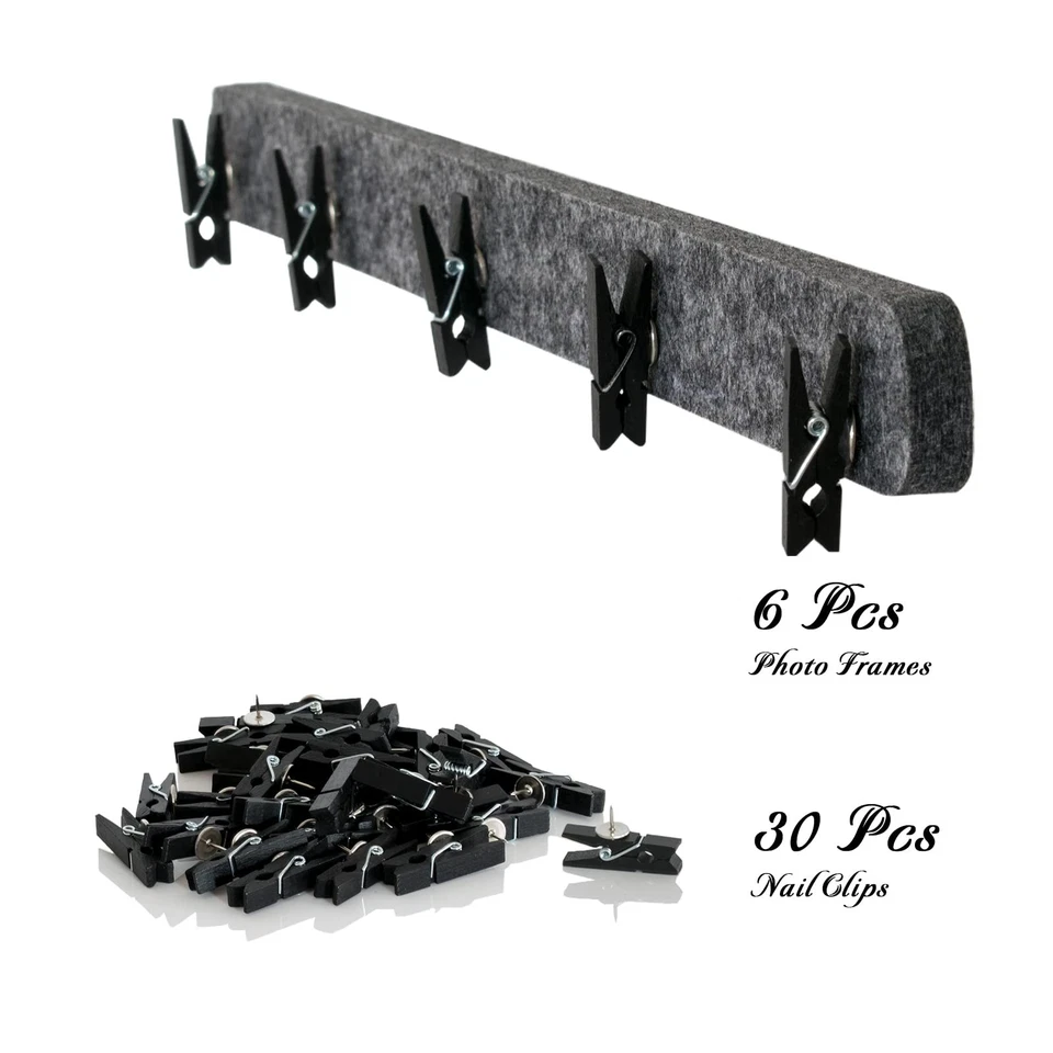 Picture Frames Collage Wall Decor, 6 Pcs Black Felt Lightweight Bulletin Boar... - Image 3 of 4