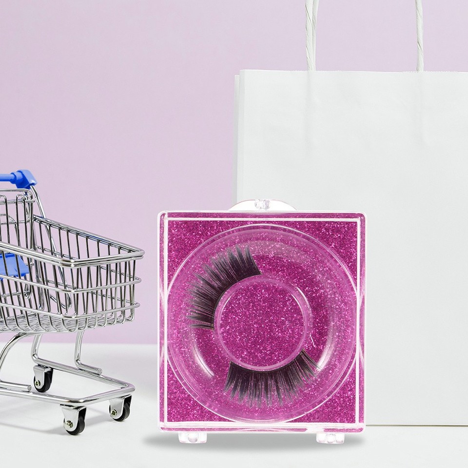 12pcs Square False Eyelash Boxes Empty Clear Eyelash Storage Box (Rosy ...