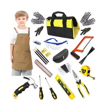 Kids Real Tools Set, Woodworking Tool Set, 38 Pieces with Tool Bag,... Fast Ship