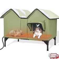 Heated Outdoor Cat House W/ Insulation Waterproof Shelter Feral Outdoor Pets New