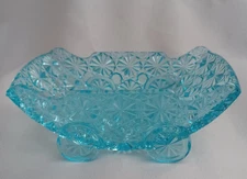 Candy Cart Wheels Daisy Button Aqua Open Dish Turquoise Wagon Vintage