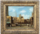 Antique Calzolari Oil Painting – Italian Cityscape Piazza Scene Grand Tour